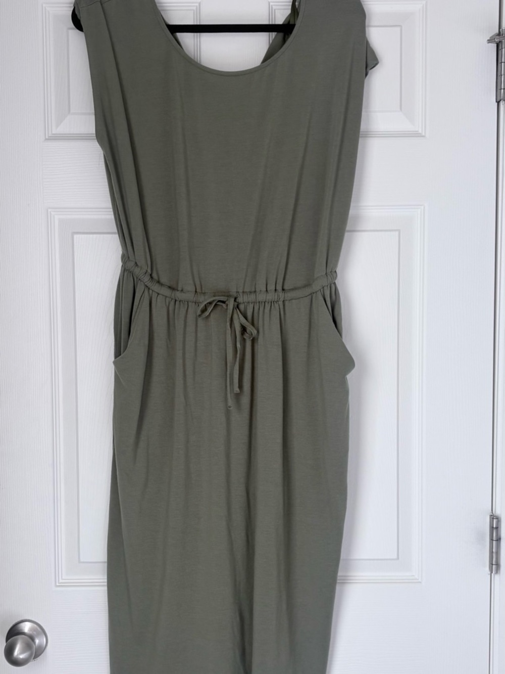 Torrid Olive Green Midi Dress 1X Cinched Waist Pockets Casual Stretch